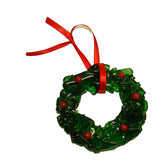 Christmas Holly Wreath green bottle glass close up