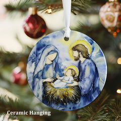 Christmas Nativity Scene Ornament flat ceramic with details