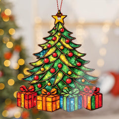 Christmas Ornament 2025 with stained glass style suncatcher