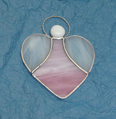 Pink heart angel ornament for Christmas or window display