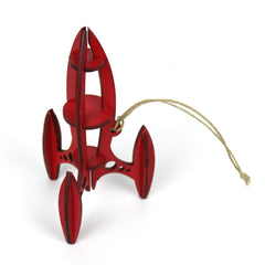 Made in U.S.A. Red Retro Rocket Christmas Ornament