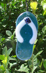 Dichroic blue and black accent on flip flop ornament
