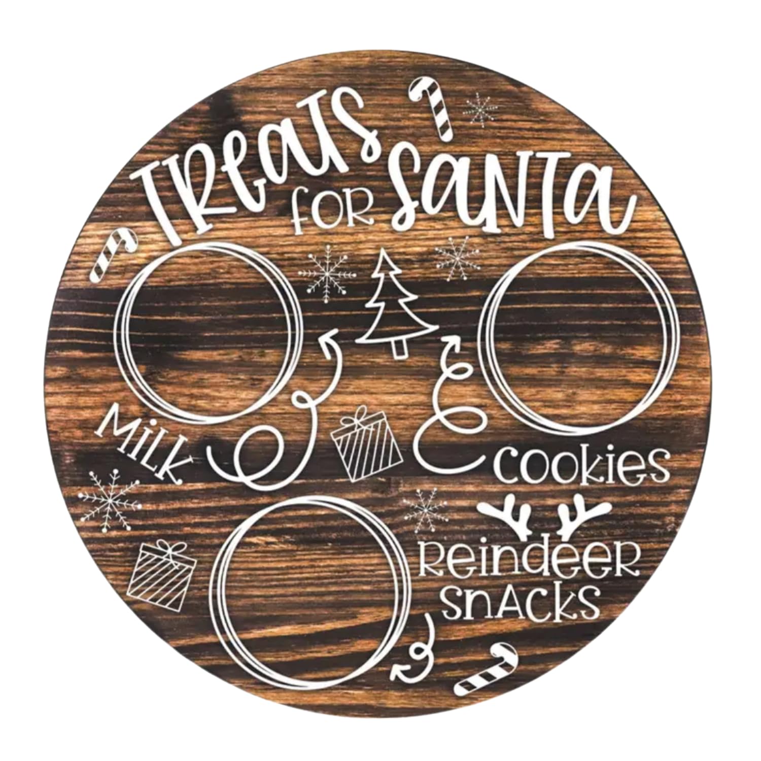 Christmas Treats Serving Tray round wooden tray with festive design