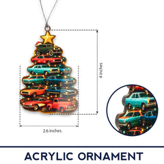 Vibrant colors reflect light in car ornament