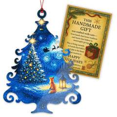 Christmas Tree Ornament 2025 in festive packaging with story card