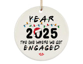 Christmas Tree Ornament 2025 The One Where We Got Engaged double sided ceramic ornament