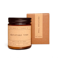 Fraser Fir Sweet Pine Christmas Tree Soy Candle in amber jar