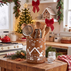 Gingerbread house style kitchen utensil organizer