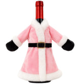 pink Santa wine bottle cover 9 x 9 inches