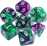 CiaraQ 7pcs polyhedral dice set gradient purple to green