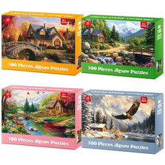 Ciavotie 4-Pack 100 Piece Puzzles box featuring four seasons