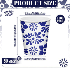 Cielito Lindo disposable cups blue pattern for parties