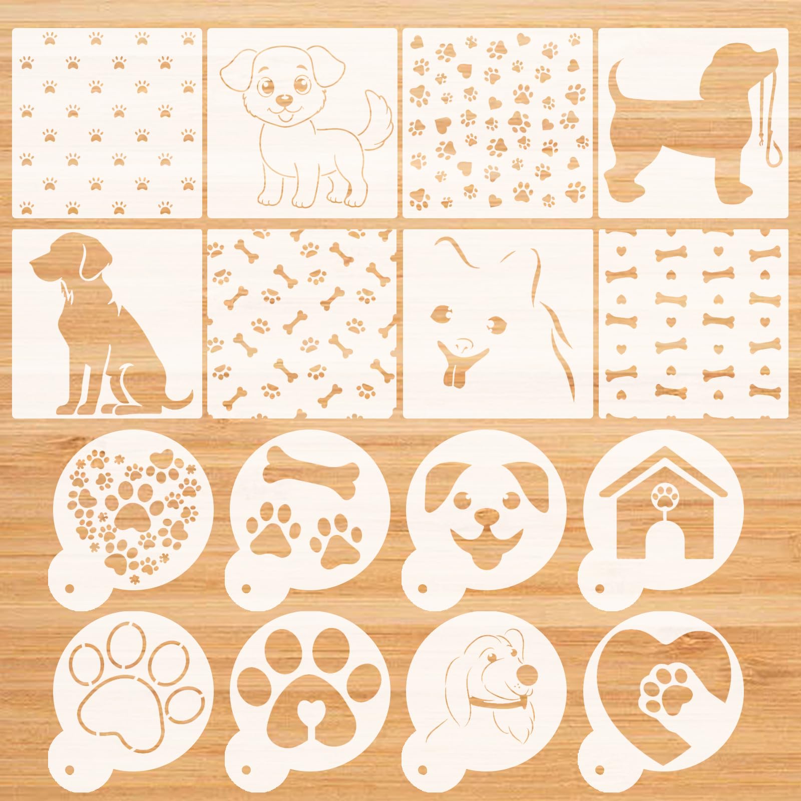 CIEMODA dog cookie stencil set 16 pieces shown together
