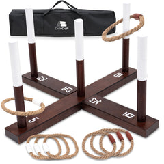 CircleCraft Ring Toss Game wooden set with 6 rope rings