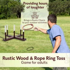Six vintage style brown and white rope rings for ring toss