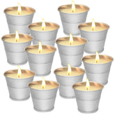 12PCS Citronella Candles set in metal tin for outdoor use