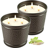 Two-pack citronella candles outdoor with lid in tin