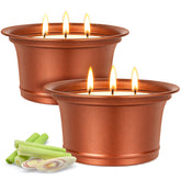 Citronella candles outdoor two-pack in bronze tin jars