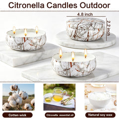 Outdoor citronella candle for patio with 3-wick burn