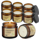 Amber glass jar citronella candle outdoor 8 pack