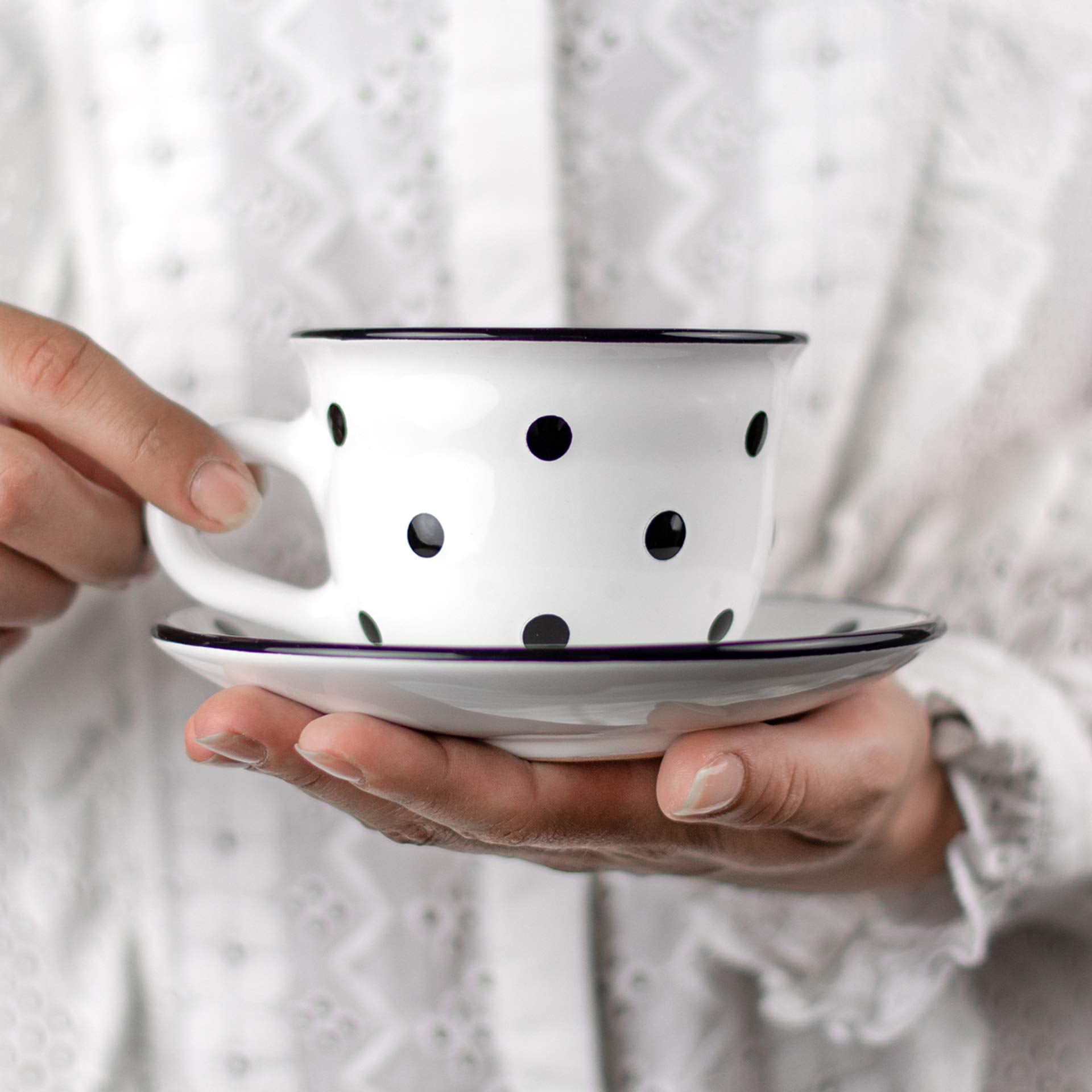 City to Cottage polka dot ceramic teacup