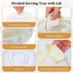 Beige plastic tray with six-compartment divider