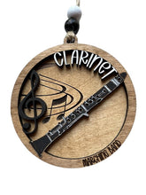 Clarinet marching band Christmas tree ornament two-layer laser cut wood