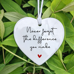Midwife caregiver gift ornament highlighting simple heart design