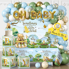 Classic Bear baby shower decorations boy kit