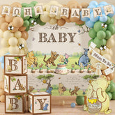 Main setup of Classic Winnie Bear baby shower decorations kit