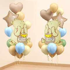 Classic Winnie Bear balloons kit including multiple shapes for baby shower decor