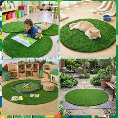 Green classroom grass mats for seating and activities