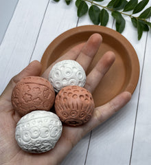 Clay essential oil diffuser stones as desk decor