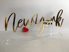 Laser cut acrylic city sign for events