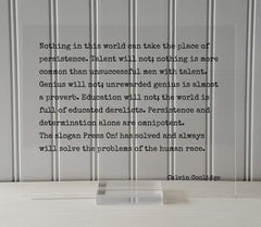 Clear acrylic floating quote wall art Calvin Coolidge