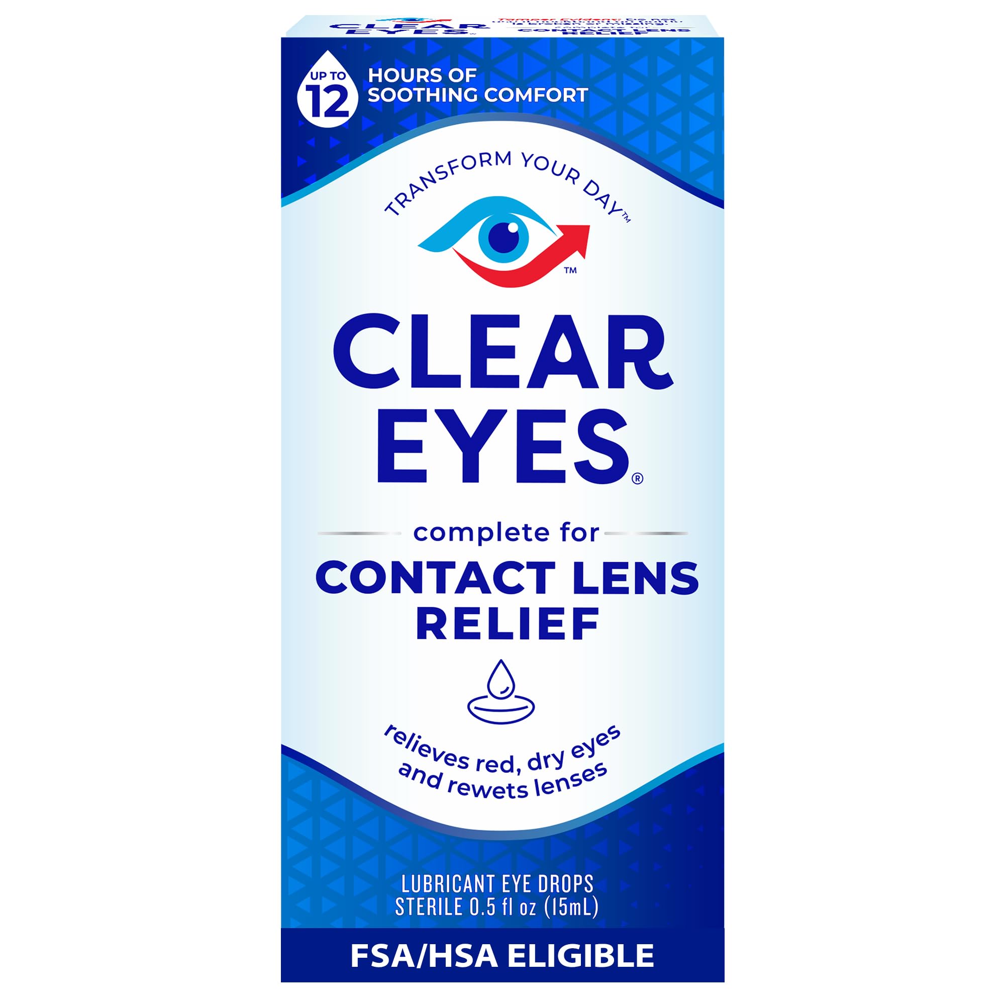 Bottle of Clear Eyes Contact Lens Relief Eye Drops 0.5 fl oz