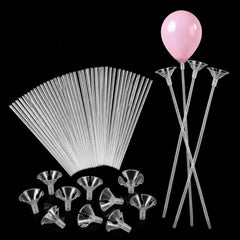 Clear plastic balloon sticks with cups set of 30