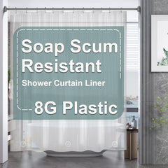 Clear weighted shower curtain 72x72 inches with stones