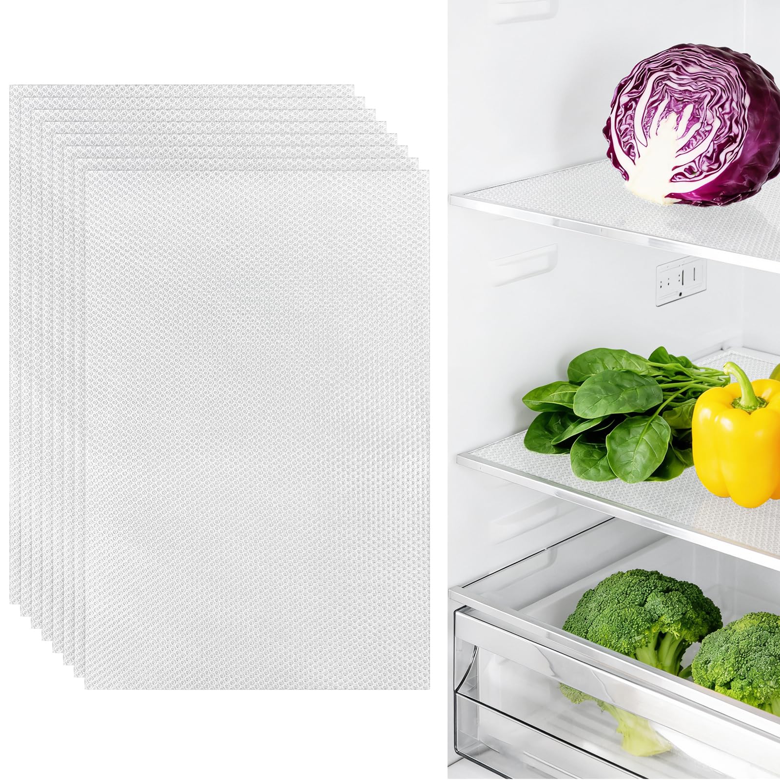 Eight clear refrigerator liners made of EVA for fridge shelves