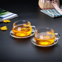Clear round glass teacup saucer 90mm 2 pieces