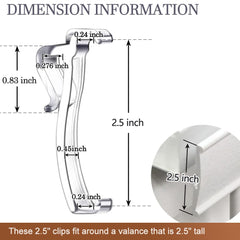Valance clips slide into valance groove and over top rail