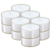 Clear white tea light candles in clear cups 12 pack