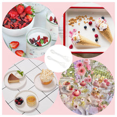 Ice cream yogurt desserts served with 3.94 inch spoons