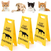 Clofiak 3Pcs Cat Vomit Caution Sign on desk