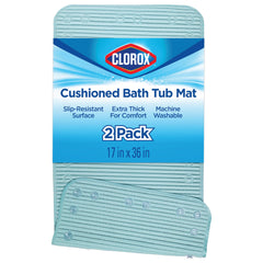 Clorox Cushioned Bath Mat for Tubs 17x36 Sky Blue with suction cups