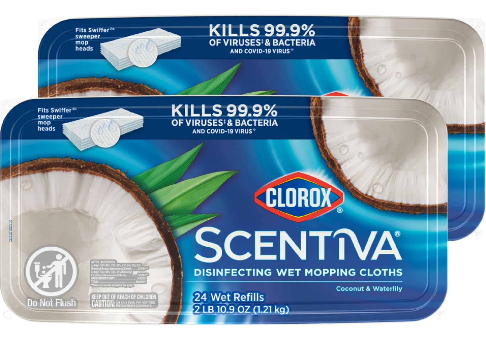 Clorox Scentiva disinfecting wet mop pad packaging