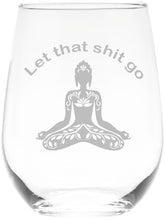 CM Buddha Engraved Stemless Wine Glass front view 17oz