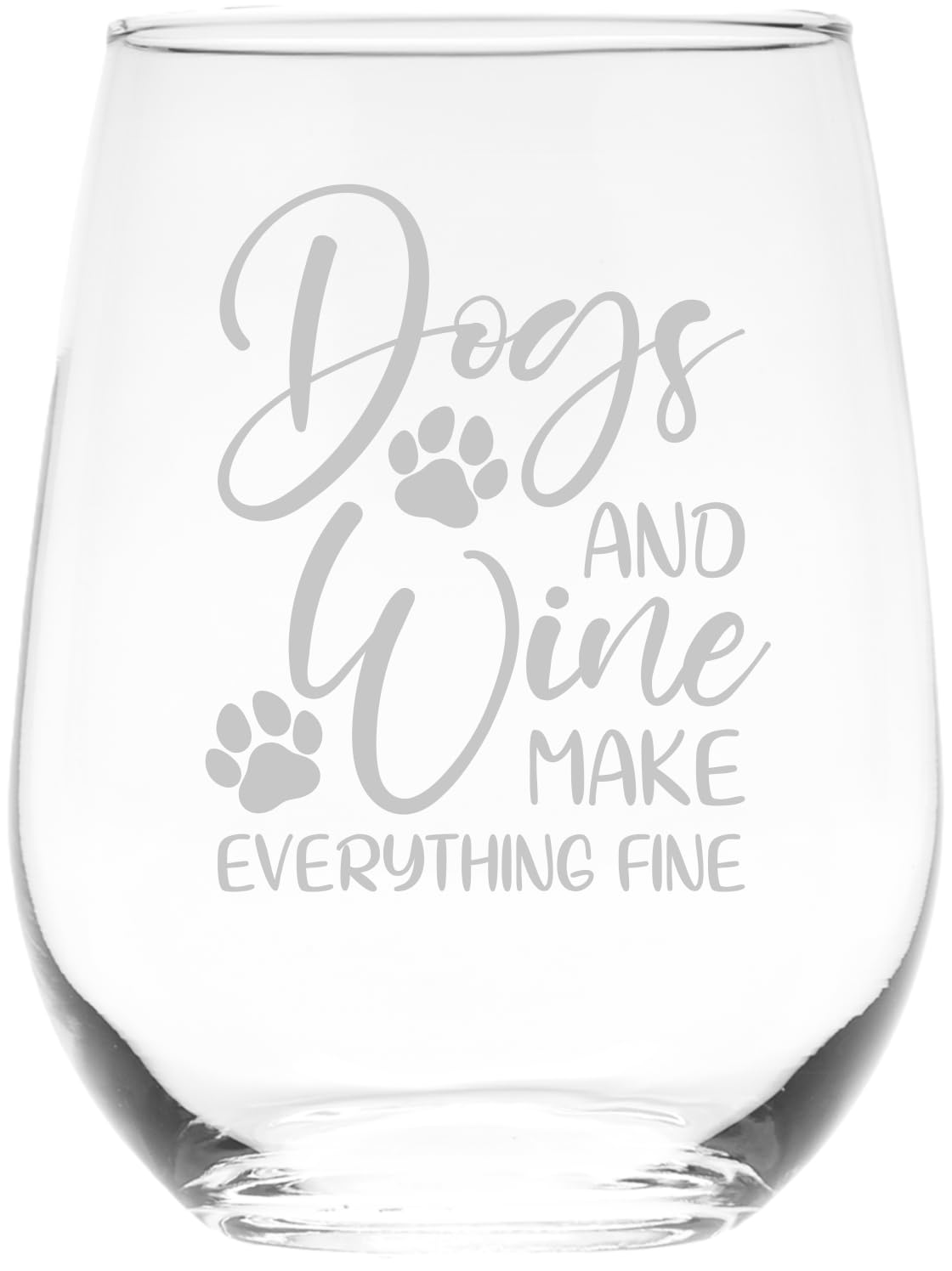 CM Dogs stemless wine glass 17oz side view