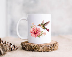 Hummingbird Flower ceramic mug gift for bird lovers