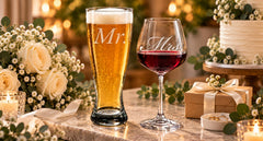 Wine glass 18 oz with Mrs etching